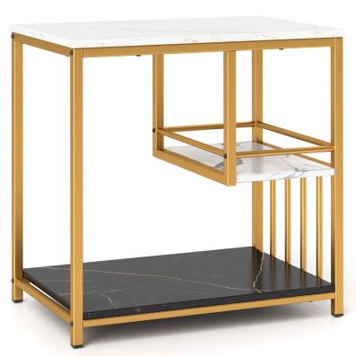 Tavolino Rettangolare in Marmo Egiziano e Legno di Mango (120x60 cm) Amatis
