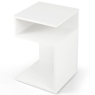 Tavolino a forma di C, tavolino in legno per divano, divano e letto, tavolino da caffè, tavolino da salotto per soggiorno, comodino per camera da letto (colore: noce