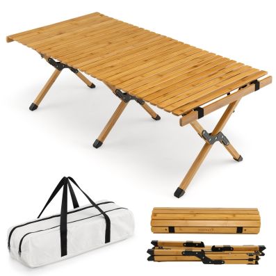 WOLTU Tavolo da Campeggio Pieghevole Portatile con Maniglia per Picnic Giardino Altezza Regolabile in Alluminio MDF 120x60x55/70cm
