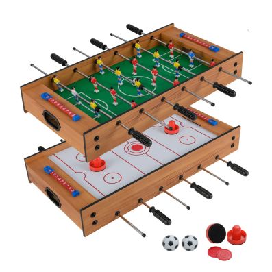 Herefun Gioco Da Tavolo Hockey In Legno 2 In 1 – Battaglia Da Tavolo Con 20 Pezzi, Per Famiglia E Bambini, Dimensioni 35x22x2,5 Cm - 2