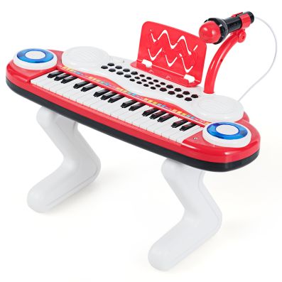 RELAX4LIFE Pianoforte per Bambini con 31 Tasti e Sgabello, Tastiera Pianoforte Elettronico con Mini Microfono Regolabile, Giocattolo Musicale Regalo per Bambini 3+ Anni (Rosa