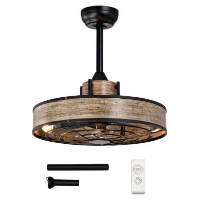 NORFOLK Ventilatore da soffitto in gabbia con telecomando della luce, 20 pollici, a basso profilo, rustico, mini ventilatori da soffitto con motore