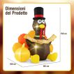 Gufo Gonfiabile Per Il Ringraziamento Con Luce LED, 1,8 Metri, Con Cappello Da Pellegrino Su Zucca, Decorazione Autunnale Per Esterni E Giardino, Includi Pali E Corde Per Fissaggio