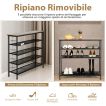 Scarpiera 5 Ripiani Industriale Marrone: Mobile Contenitore In Metallo E Legno Per Ingresso E Corridoio - 3