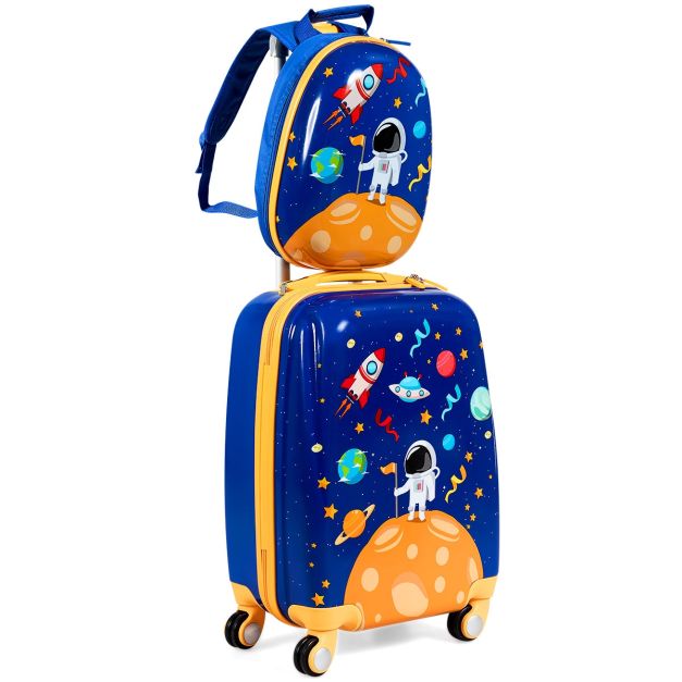 Costway Set 2 pezzi Bagagli per bambini da viaggio con ruote girevole  girevole 18\