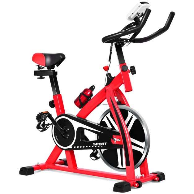 Costway Cyclette da interno con volano di 8 kg e schermo LCD, Bici per  allenamento con trasmissione a cinghia Rosso - Costway
