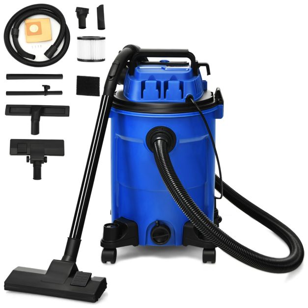 Costway Aspirapolvere portatile 3 in 1 con accessori, Aspirapolvere bagnato  e asciutto con funzione soffiatore Blu - Costway