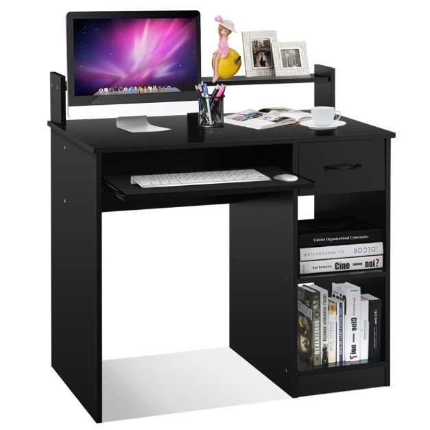 COSTWAY Scrivania Pieghevole A X, Compatta Con Supporto Tablet, Per Home Office E Spazi Piccoli, Già Montata, 64x43x80 Cm - 5