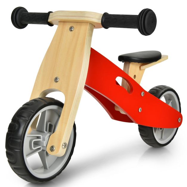Costway Bici e triciclo equilibrio di legno 2 in 1 per bambini con sedile  regolabile, Bicicletta senza pedali Rosso - Costway