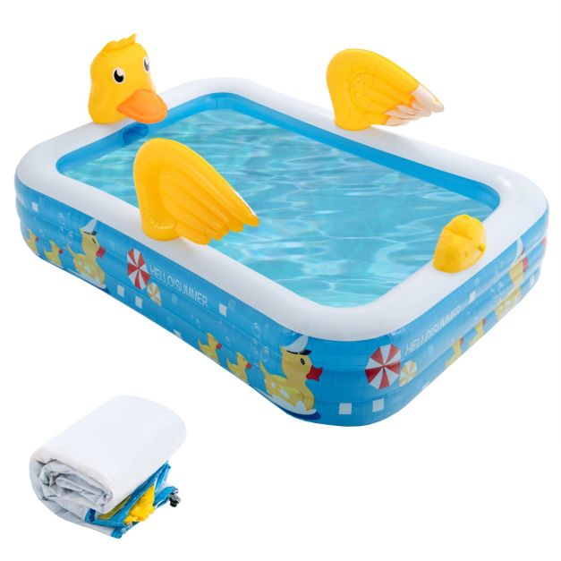 Piscina Pieghevole Rettangolare 254x165x53 Cm – Non Gonfiabile, Struttura In PVC E Alluminio, Per Bambini, Adulti E Cani, Facile Da Montare E Riporre - 6