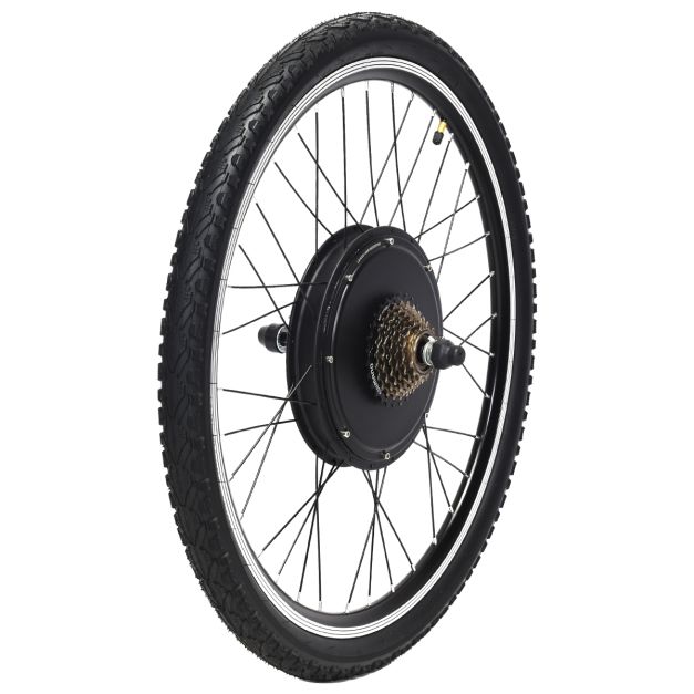 Costway Ruota posteriore per bici elettrica da 66cm con velocità 28-34km/h,  Kit di conversione motore bici elettrica, mozzo con display LCD - Costway