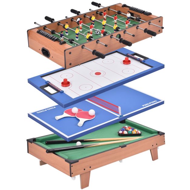 4 in 1 multi giochi tavolo Pool/Biliardino Calcio/Hockey da tavolo/Ping Pong 