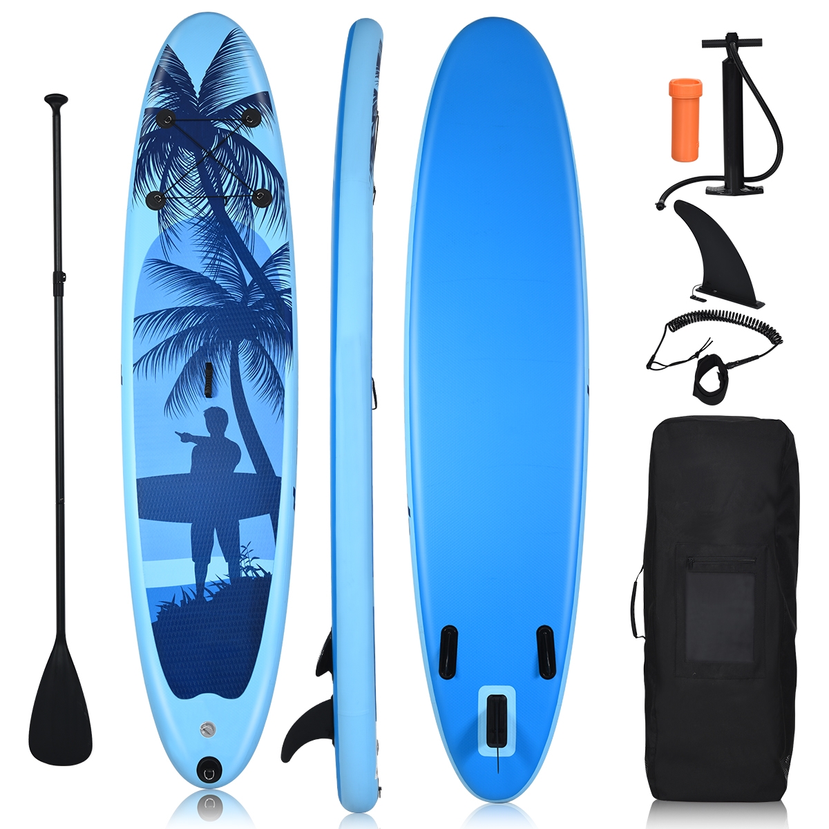 Costway Tavola da paddle surf gonfiabile in PVC durevole 305cm con pagaia regolabile, SUP gonfiabile per giovani e adulti Blu