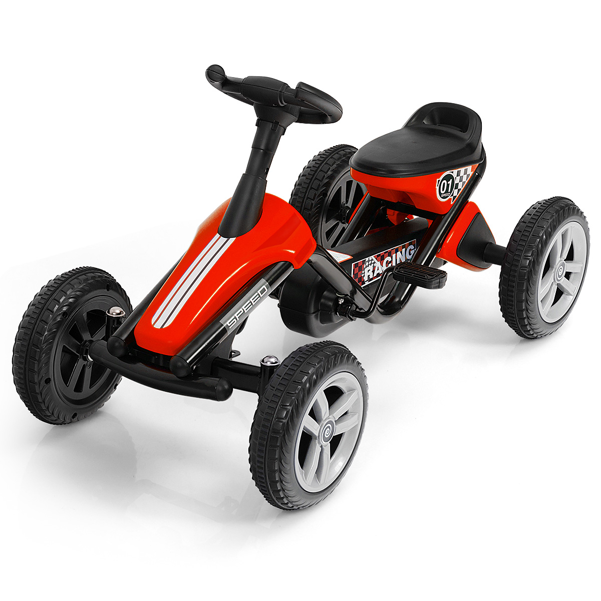 Go Kart a pedali con sistema di trazione posteriore ruote con strisce antiscivolo, Auto a pedali per ragazzi
