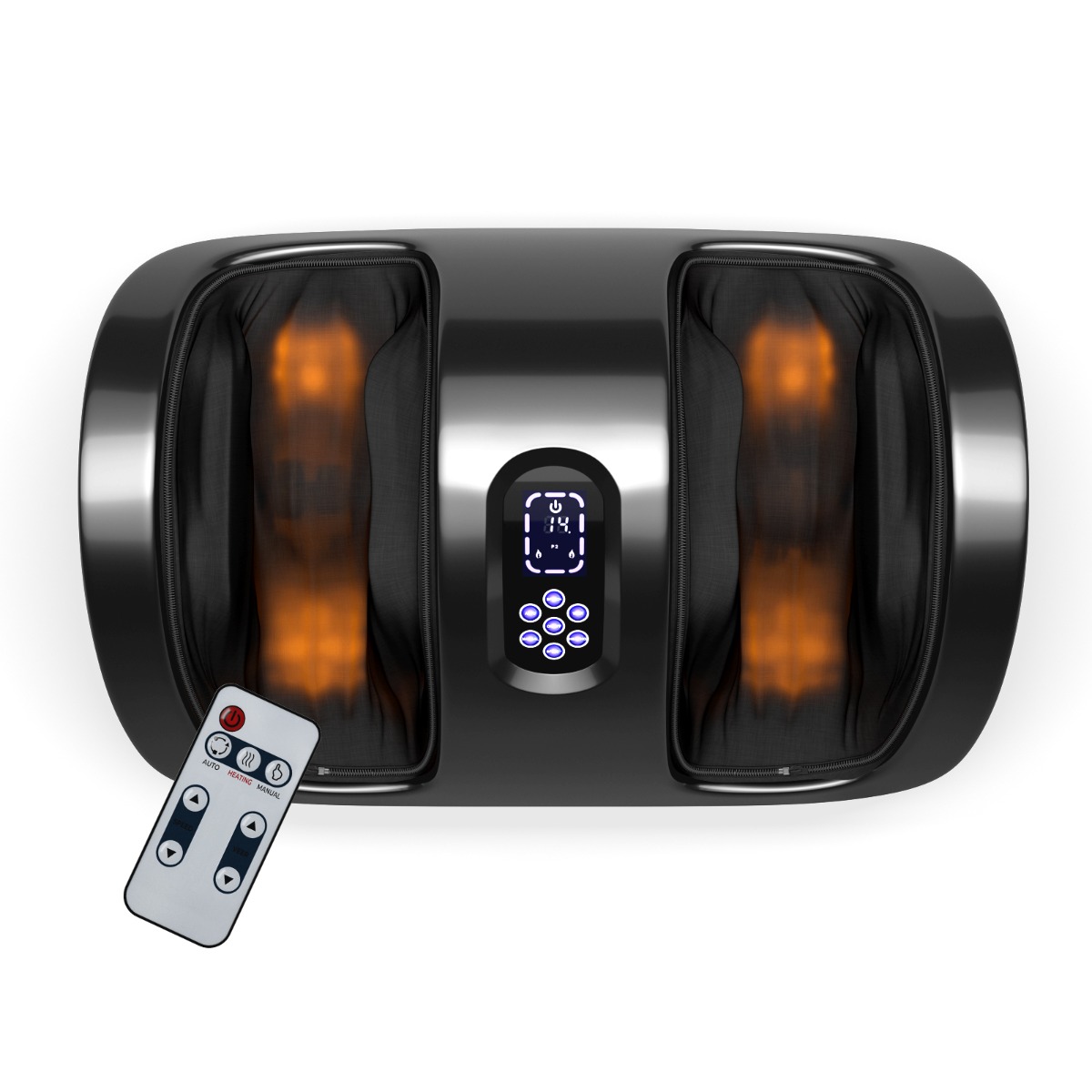 Costway Massaggiatore shiatsu per piedi con 3 modalità automatiche, Massaggiatore con schermo LCD e telecomando Nero