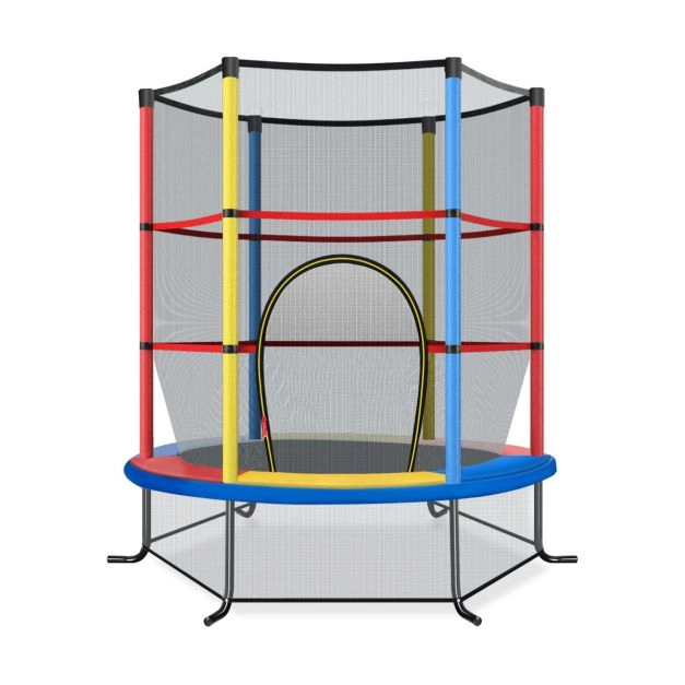 140 cm Trampolino elastico da giardino con rete di sicurezza regalo per bambini carico fino a 200 kg 