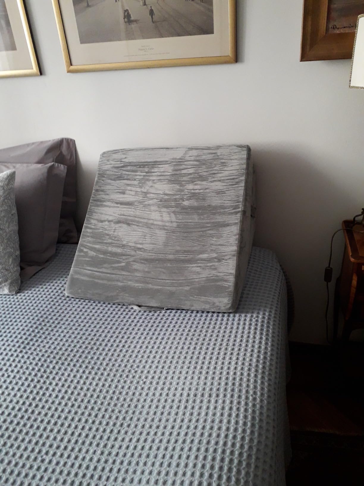 Cuscino a cuneo in memory foam per letto con 4 pezzi, Set di cuscini di  sostegno regolabile con poggiatesta Grigio - Costway