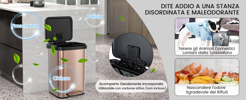 LYXXW Cestino per Rifiuti In Acciaio Inox Con Coperchio a Ribalta, Coperchio per Bidone Della Spazzatura da Incasso Rotondo per Scrivania da Ufficio da Banco in Cucina,D'oro