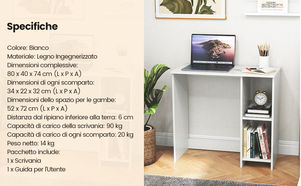 OXFENSEE Scrivania per Computer, 80x40cm Scrivania Gaming con Ripiani per Monitor, Robusto Scrittoio Scrivania Ufficio, Scrivania Salvaspazio PC Adatto a Soggiorno, Camera da Letto, Ufficio(Marrone